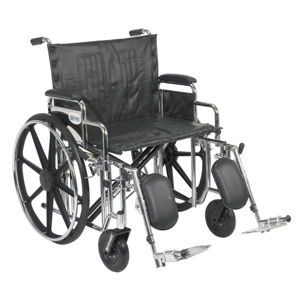 Drive Medical Sentra Extra Heavy Duty Wheelchair, Detachable Desk Arms, Swing away Footrests, 24" Seat