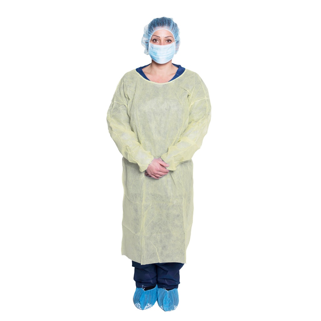 Dukal Isolation Gown - One Size - Yellow - 50/Case