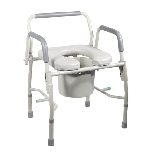 [DDH11125PSKD-1] Drive Medical Steel Drop-Arm Bedside Commode with Padded Seat and Arms