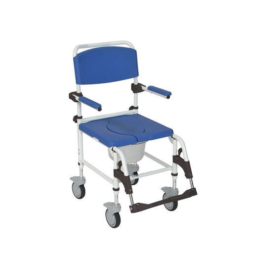 [DDHNRS185007] Drive Medical Aluminum Rehab Shower Commode Chair with Four Rear-locking Casters