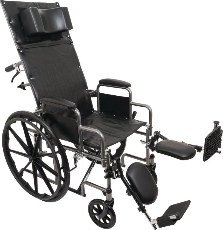 ProBasics Reclining Wheelchair 20" x 16" w/Removable Desk Arms and Elevating Leg Rests