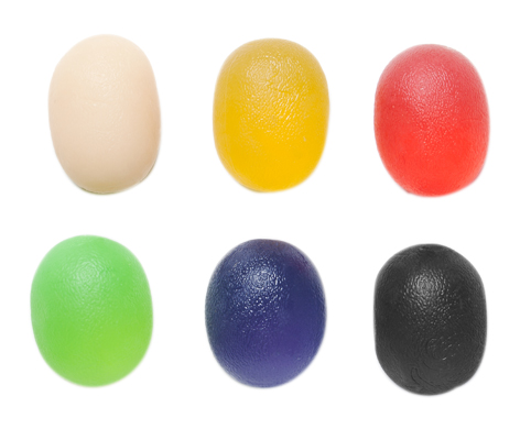 Cando gel hand exercise ball, large, 6-piece set (tan through black)