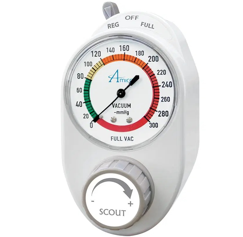 Amico Scout Analog Vacuum Regulator, Analog, Continuous/Intermittent, Tubing Nipple, Ohmeda Male