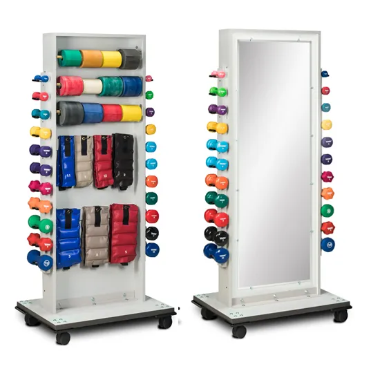 Clinton Merit Series Combo Mirror Cuff Weight, Band & Dumbbell Rack