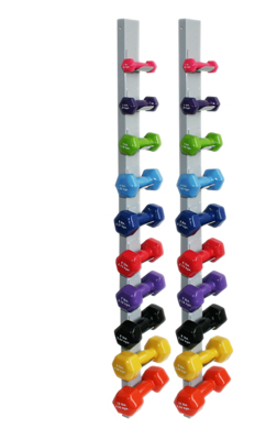 Cando Vinyl Dumbbell, 20 Piece Set w/Wall Racks