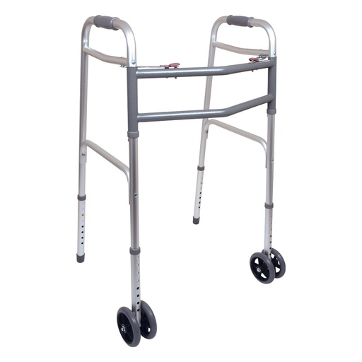 [CHBWKABW2B] ProBasics Bariatric Two-Button Folding Walker with Wheels, Adult - Case of 2