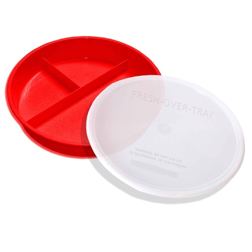 [RPI847102001579] High Sided Partitioned Dish with Lid - Red 