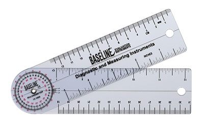 [FAB12-1006] Baseline 360 Degree Clear Plastic GonioMeter - Rulongmeter Style - 6"